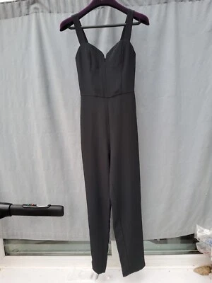 H&M Black Strappy Corset Tapered Leg Jumpsuit Size UK 6 New - Image 1 of 3
