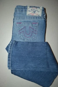 True Religion Girl's Skinny No Pocket Flaps Blue Denim Jeans Sz 7 - Picture 1 of 12