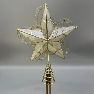 Árbol de Navidad Topper Latón Dorado y Capiz Shell ESTRELLA Romántico - Imagen 1 de 7