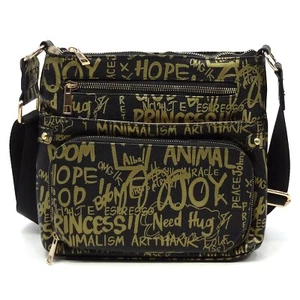 Large Crossbody Graffiti Black and Gold By Alba - Picture 1 of 1