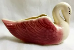 Vintage USA Pottery Swan Duck Figurine Toothpick Flower Vase 3.5" - Imagen 1 de 6