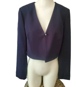 NWT Vintage Nicole Miller New York City Women’s 10 Navy Blue Cropped Jacket - Picture 1 of 8