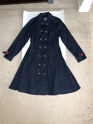Modcloth Womens Double Breasted Button Down Trench Coat Blue Size M Cotton Blend - Image 1 of 4