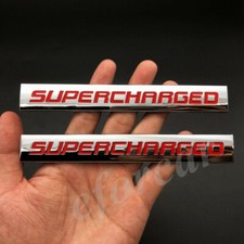 2x Metal Polished Supercharged Engine Car Trunk Emblem Badge Decal Sticker Sport
