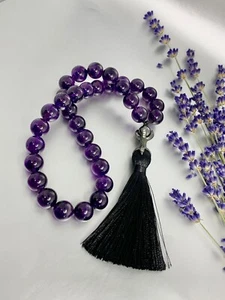 Author's Work,New,Islamic Prayer 33 Beads,Natural Stone Amethyst,Purple Quartz - Picture 1 of 5
