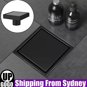 100mm Tile Insert Square Smart Floor Grate Waste Drain Black Shower Bathroom AU - Picture 1 of 9