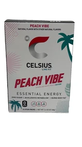 Celsius Live Fit Peach Vibe Powder Sticks 2.6 Oz 14 Count Energy Boost - Picture 1 of 2