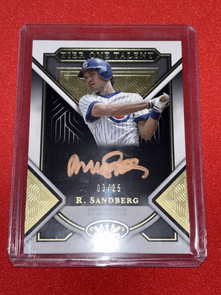 RYNE SANDBERG 2023 TOPPS TIER ONE METALLIC AUTOGRAPH 03/25 CHICAGO CUBS HOF RIP - Image 1 of 2