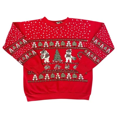 Sudadera Grande Cuello Redondo Estampado Árbol Arco Árbol Navidad Oso Vintage Años 80 90 Foto 1 de 4