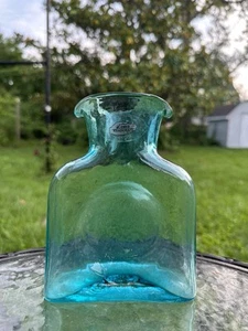 Blenko 384 Water Bottle Aqua Blue Ice Double Spout Pitcher - Picture 1 of 7