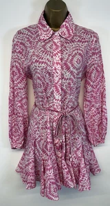 Zara Shirt Dress Pink Print Rope Belt Flippy Hem Celeb Blogger’s Fave M UK 10/12 - Picture 1 of 13