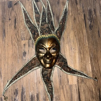 Máscara facial completa de bufón de teatro veneciano Joker campanas Mardi Gras Foto 1 de 4