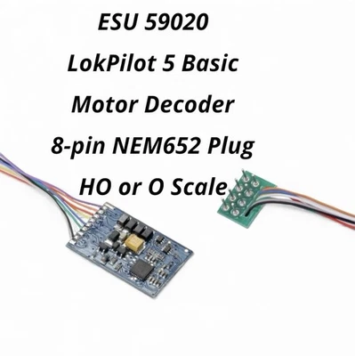 LokPilot 5 Basic DCC Motor Decoder 8-Pin NEM652 Plug ~ HO / O Scale .. ESU 59020 - Image 1 of 2