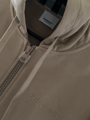 BURBERRY AUTHENTIC HOVE CHECK EMBROIDERED LOGO ZIP Sm SOFT FAWN HOODIE NEW +TAGS - Image 1 of 4