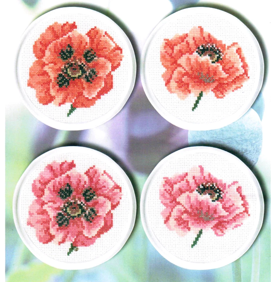 Permin 57-7142 Bebidas Posavasos Posavasos Amapolas Bordado Contado Foto 1 de 1