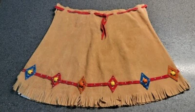 Disfraz de juguete vintage de cuero de gamuza con flecos de indio nativo americano  Foto 1 de 4