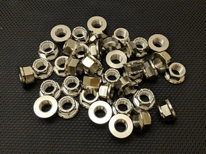 Dadi flangia titanio M10-1,25p dadi Ti Nyloc dadi flangia dadi forati blocco metallo - Foto 1 di 5
