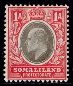 SOMALILAND PROTECTORATE EDVII SG46a, 1a grey-black & red M MINT. Cat £25. CHALKY - Picture 1 of 1
