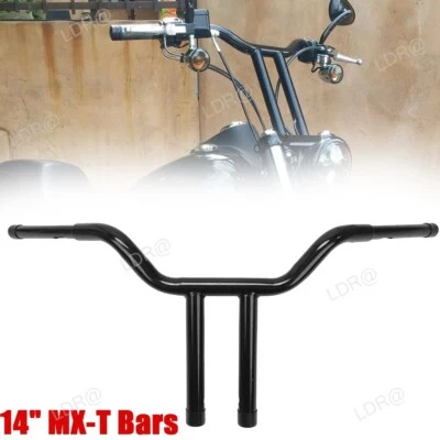 14" Rise MX T Bars Handlebar For Harley Softail Dyna Sportster Touring Road King - Изображение 1 из 4