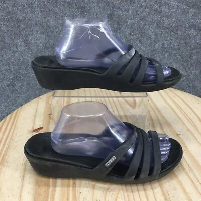 Crocs Sandálias Femininas 11 Casuais Tiras Slide Wedge Conforto Preto Borracha Slip On - Imagem 1 de 4