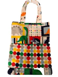 Borsa tote dinosauro per bambini fatta in casa da Nana con tasche per pastelli o penna - Foto 1 di 4