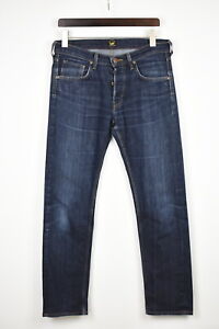 Lee Daren Hommes Jeans W32/L32 Extensible Bleu Foncé Délavé Standard Fit Bouton