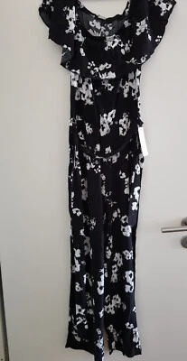Neu! Eleganter Damen Jumpsuit Overall, Carmen, schwarz/weiß Gr.36 Einteiler Chic - Bild 1 von 2