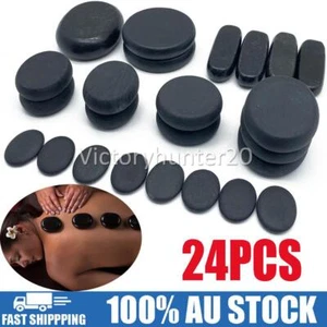 24Pcs Massage Stones Health Beauty Spa Hot Rock Basalt Body Stone Massager AUS - Picture 1 of 11