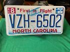 License Plate Tag North Carolina Nc Vzh 6502 2013 First In Flight Rustic Usa