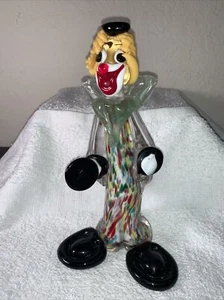 Vintage Murano Venetian Art Glass Clown 8" Figurine Hand Blown Italian Decor - Picture 1 of 21
