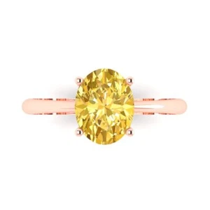 2Ct Oval Cut Natural Citrine Solitaire Engagement Ring for Women, 14K Rose Gold - Picture 1 of 11