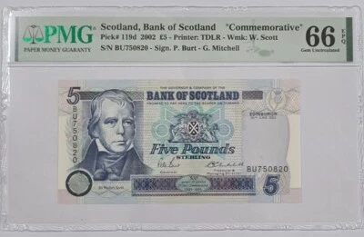 2002 SCOTLAND 5 Pounds PMG66 EPQ GEM UNC "Commemorative"【P-119d】 - Image 1 of 4