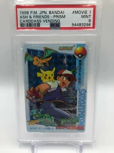 PSA 9 MINT Pokemon Japanese Bandai Carddass 1998 Ash' & Friends Prizm #Movie 1 - Picture 1 of 3