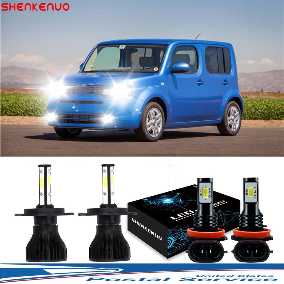 Farol de LED Hi/Lo + lâmpadas de neblina combo 4x para Nissan Cube 2009-2014 - Imagem 1 de 4