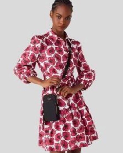 $299 KATE SPADE Lantern Poppy Toss camicia abito con cintura TAGLIA S M indossato una volta