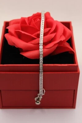 BRACCIALE ARGENTO TENNIS ZIRCONI CARRE BIANCO MM 2,5 RODIATO CM 18 CM 20 EXPLOIT - Immagine 1 di 4