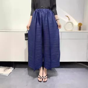 Hot Women Elegant Loose Straight Leg High-Waisted Casual Pants Pleated Trousers - Picture 1 of 13