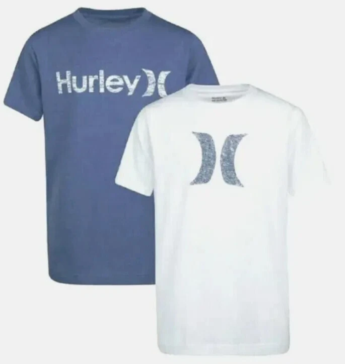 HURLEY молодежи мальчиков 2-Pack графический логотип футболка / футболки (синий и белый M L) новый с Ярлыками - Изображение 1 из 1
