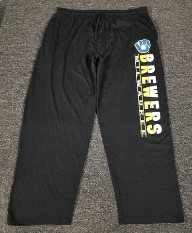 Milwaukee Brewers Pajama Pants Mens XL Black MLB Team Sideline Apparel Lounge Cover