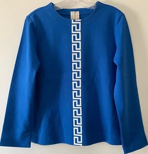 NWT Trademark Royal Blue Top XS Blue w/ White Front Design Women's Shirt Blouse - Picture 1 of 4