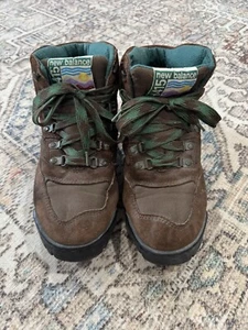 Vintage H415 New Balance Green & Brown Suede Hiking Boots Women Size 10D Men 8.5 - Picture 1 of 19