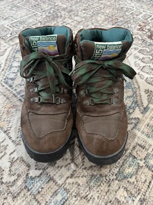 Vintage H415 New Balance Green & Brown Suede Hiking Boots Women Size 10D Men 8.5 - Image 1 of 4