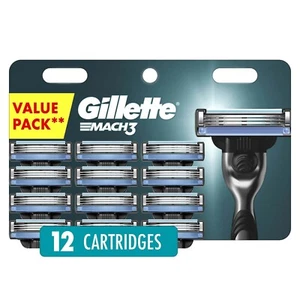Gillette Mach3 Razor Blade Refills, 12 Cartridges - Picture 1 of 4
