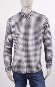 CAMICIA MARKUP COTONE SLIM FIT A QUADRETTI GRIGIO E GRIGIO SCURO CON STECCHE - Foto 1 di 5