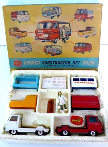 COFFRET CORGI TOYS ANCIEN CONSTRUCTOR SET 2 COMMER 5 CAISSES LAITIER BEL ÉTAT - Imagen 1 de 10