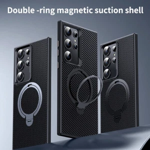 For Samsung Galaxy S24 S23 Ultra Shockproof MagSafe Ring Stand Carbon Fibre Case - Picture 1 of 13