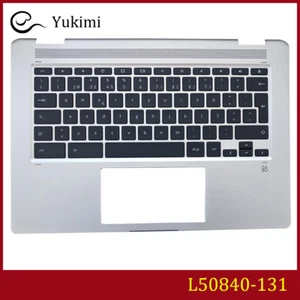 L50840-131 FOR HP Chromebook X360 14 G1 Silver C Shell Palmrest Backlit Keyboard - Picture 1 of 5