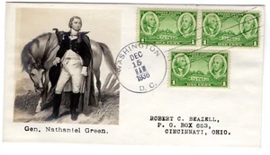 #785 Army 1c FDC 1936 - Beazell Photo Cachet #18f Gen Nathanial Green - Picture 1 of 2
