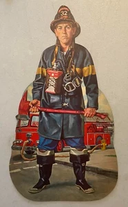 Bombero Dennison vintage años 50 11" decoración troquelada - Imagen 1 de 1