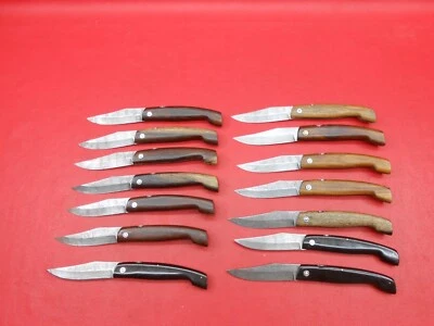 Navaja de Bolsillo Damasco Personalizada Hecha a Mano 14 Piezas Patrón Madera y Cuerno Mango C53 Foto 1 de 4